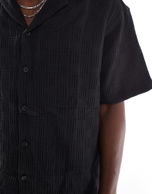 Jack & Jones - Getextureerd overhemd met korte mouwen en reverskraag in zwart, 4 van 4