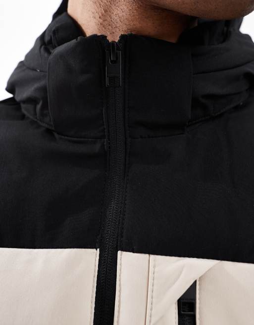 Jack & Jones - Gewatteerd jack met kleurvlakken in beige en zwart, 4 van 4