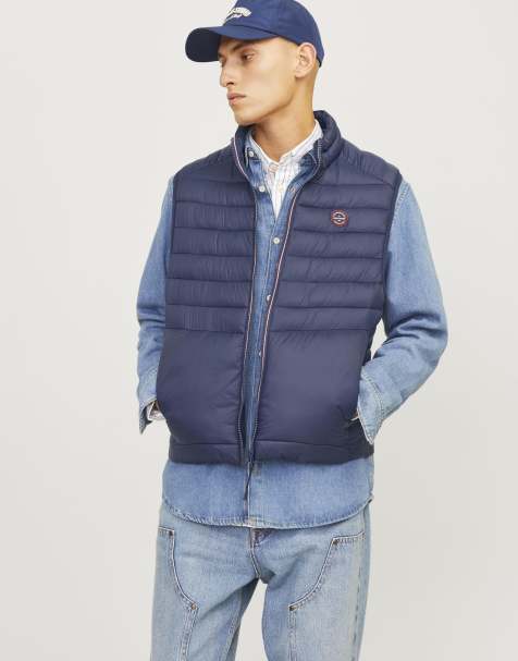 Jack & Jones - Gewatteerde bodywarmer in marineblauw - view 1