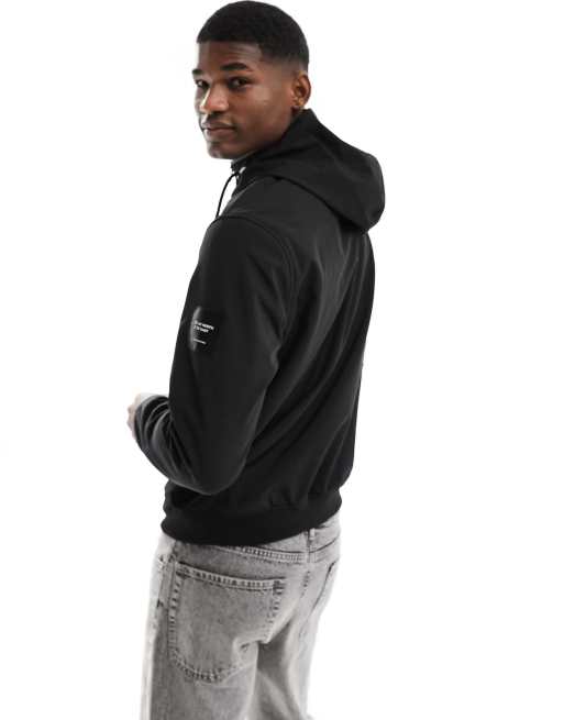 Jack & Jones - Giacca bomber nera con logo e cappuccio, 3 di 4