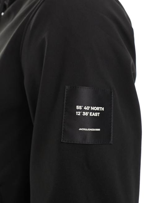 Jack & Jones - Giacca bomber nera con logo e cappuccio, 4 di 4