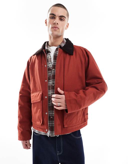 Jack & Jones - Giacca in cotone color ruggine con tasche 