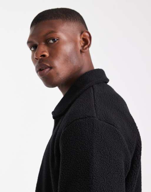 Jack & Jones - Giacca in pile nera con zip, 4 di 5