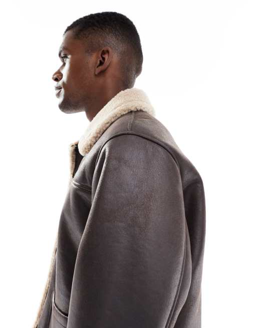 Jack & Jones - Gilet marrone in montone sintetico, 4 di 5