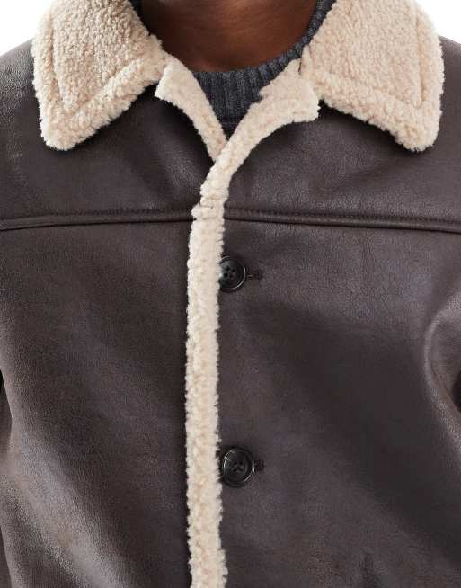 Jack & Jones - Gilet marrone in montone sintetico, 5 di 5