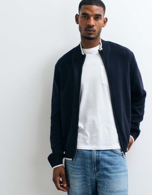 Jack & Jones gilet zippé en maille à liserés marine et blancs, 4 de 5