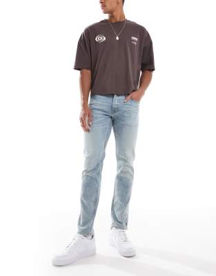 Jack & Jones - Glenn - Jean slim - Délavage clair-Bleu