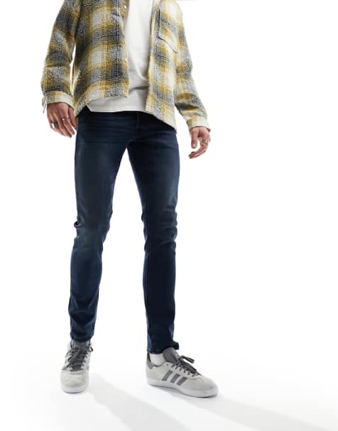 Jack & Jones – Glenn – Mörkblå, smala jeans med tvättad finish - view 1