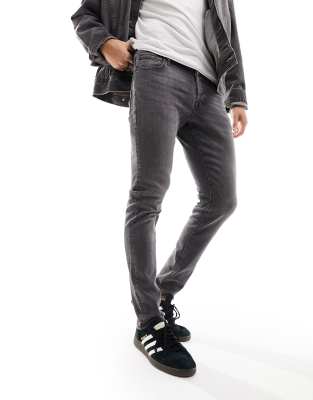 Glenn - Schmal geschnittene Jeans in Grau-Schwarz Schwarz W34 L36