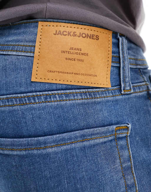 Jack & Jones glenn slim tapered fit jeans in mid blue wash, 3 of 5