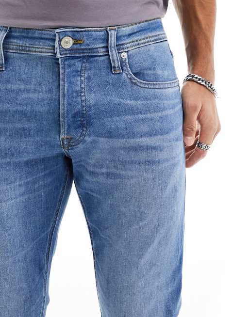 Jack & Jones glenn slim tapered fit jeans in mid blue wash, 5 of 5