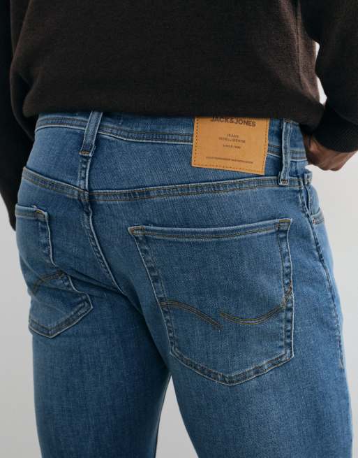 Jack & Jones - Glenn - Smalle toelopende jeans in middenblauwe wassing, 4 van 5