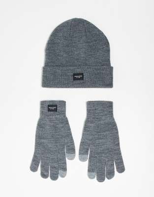 Jack & Jones Jack & Jones glove & hat gift set in Grey