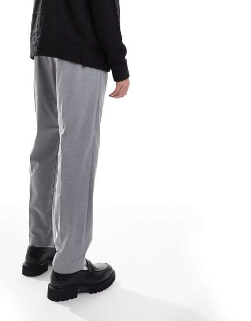 Jack & Jones - Grå elegante tapered bukser med løbesnor i løstsiddende pasform, 3 af 5
