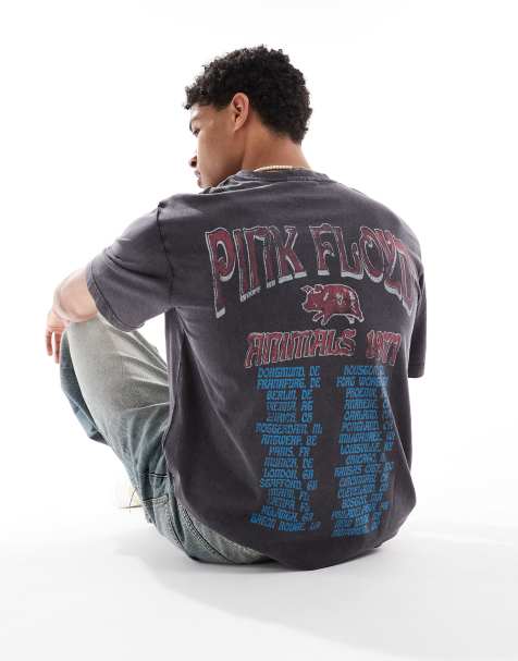 Jack & Jones - Grå oversized T-shirt med Pink Floyd-print på ryggen - view 1