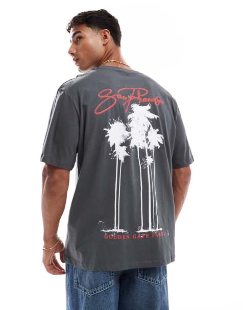 Jack & Jones - Grå oversized T-shirt med 'San Francisco'-print - view 1