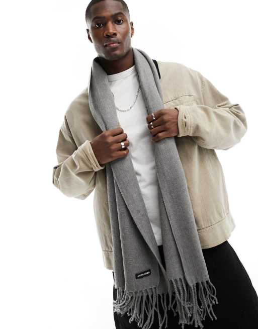 Jack & Jones – Grå stickad scarf