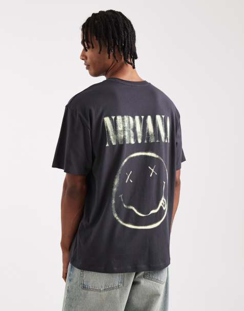 Jack & Jones – Grå t-shirt i oversize med Nirvana-tryck - view 1