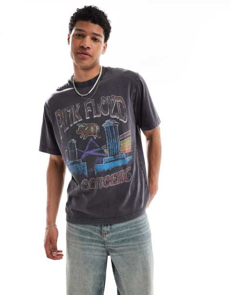 Jack & Jones – Grå t-shirt i oversize med Pink Floyd-tryck baktill - view 1