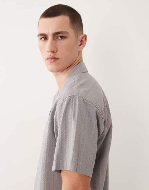 Jack & Jones – Grå, texturerad skjorta med korta ärmar, 4 av 5