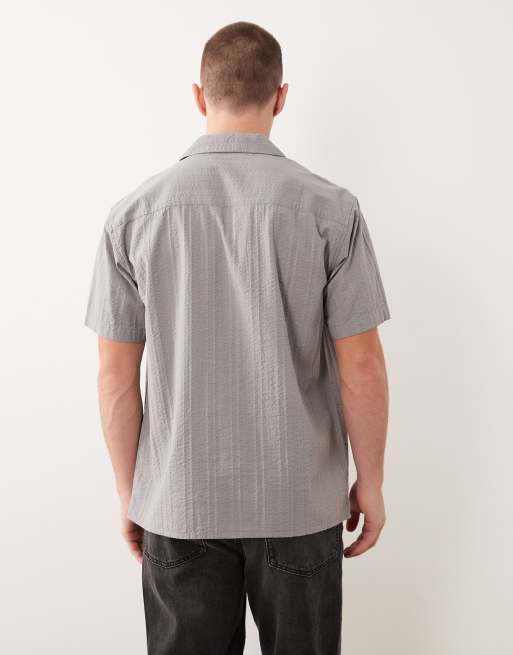 Jack & Jones – Grå, texturerad skjorta med korta ärmar, 5 av 5
