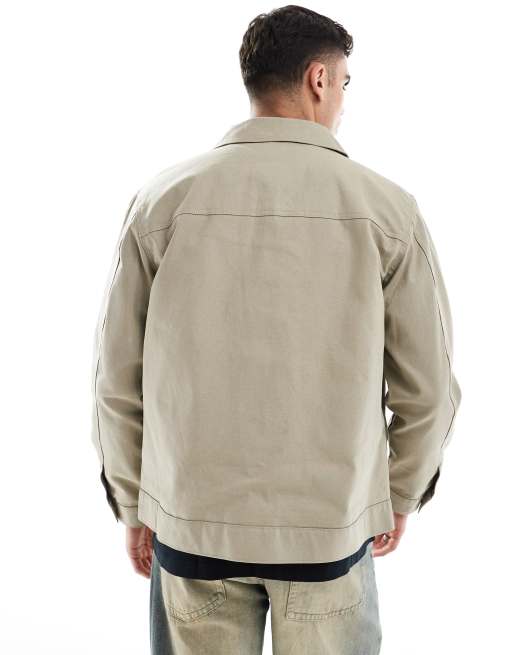 Jack & Jones – Gräddvit Harrington-jacka i oversize, 3 av 4
