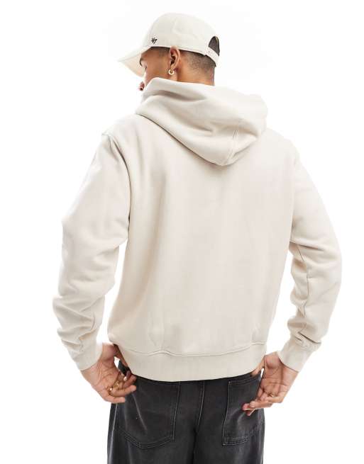 Jack & Jones – Gräddvit, kraftig huvtröja i oversize med dragkedja, 400gsm, 4 av 4