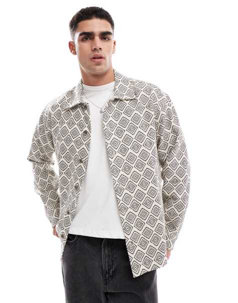 Jack & Jones – Gräddvit overshirt med mönster - view 1