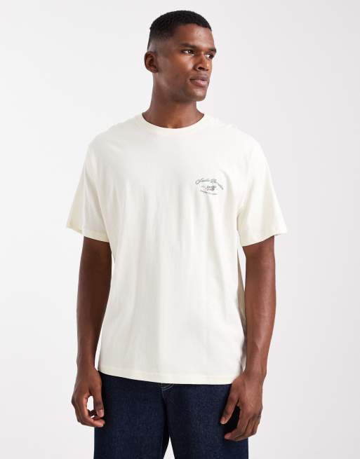 Jack & Jones – Gräddvit t-shirt i oversize med landskapstryck baktill, 3 av 5