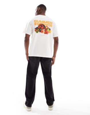 Jack & Jones – Gräddvit t-shirt i oversize med Summer Essence-tryck - view 1