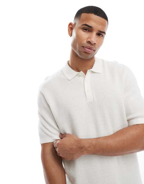 Jack & Jones – Gräddvit, texturstickad pikétröja - view 1