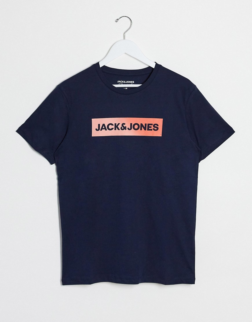 Jack & Jones – Gradient – Mönstrad t-shirt-Marinblå