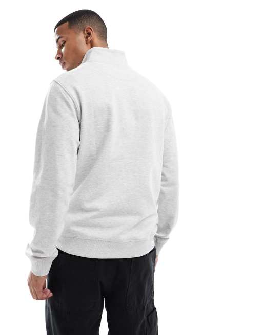 Jack & Jones – Gråmelerad, avslappnad sweatshirt med kort dragkedja vid halsen, 3 av 5