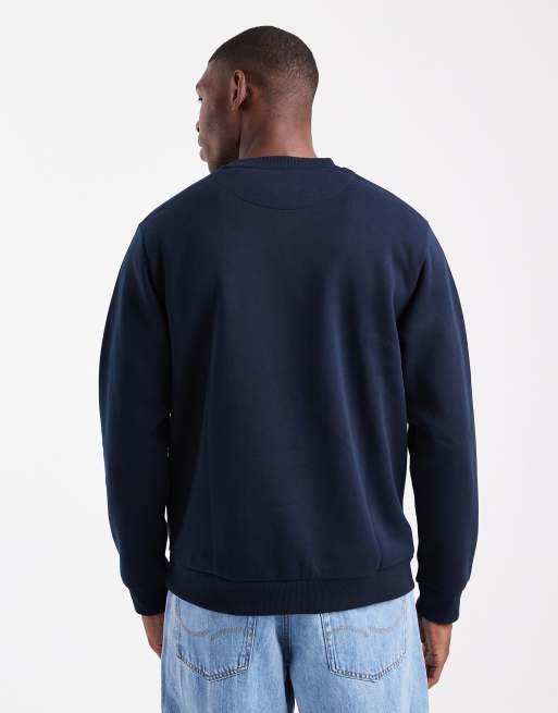 Jack & Jones – Gråmelerad och marinblå sweatshirt i oversize med rund halsringning, 2-pack, 3 av 5