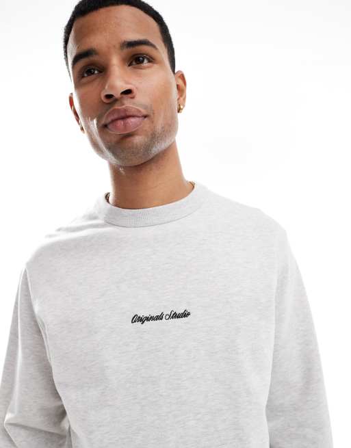 Jack & Jones – Gråmelerad sweatshirt i oversize med broderad logga, 2 av 4