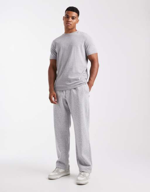 Jack & Jones - Gråmelerede joggingbukser med vide ben, 2 af 5