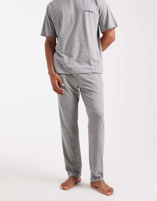 Jack & Jones - Gråmeleret loungesæt med bukser med sort detalje, 2 af 4