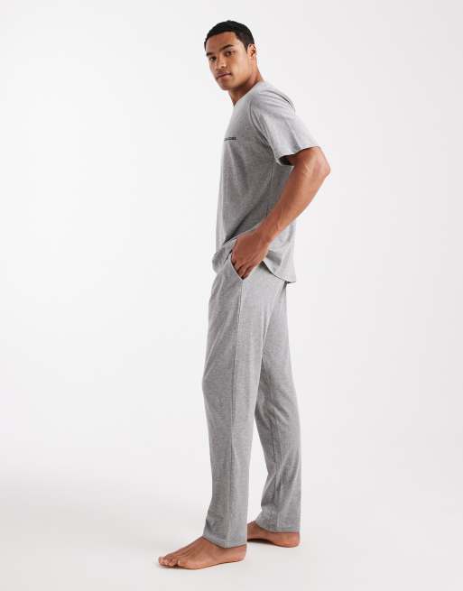 Jack & Jones - Gråmeleret loungesæt med bukser med sort detalje, 3 af 4