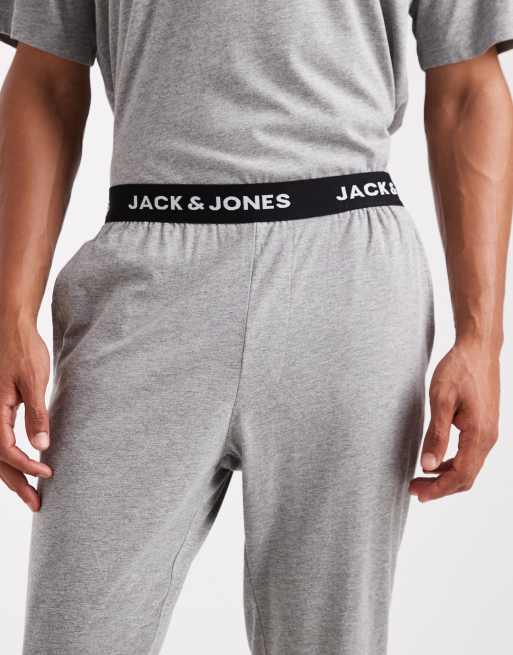 Jack & Jones - Gråmeleret loungesæt med bukser med sort detalje, 4 af 4
