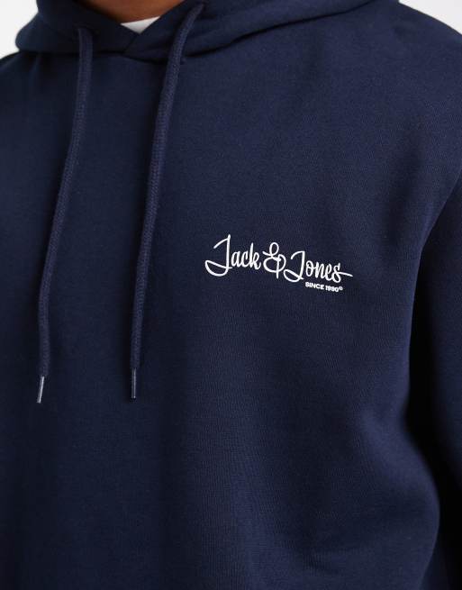 Jack & Jones – Granatowa bluza z kapturem i logo, 4 z 5
