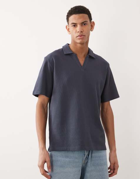 Jack & Jones – Granatowa koszulka polo z rozcięciem pod szyją - view 1