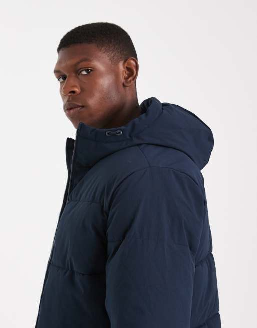 Jack & Jones – Granatowa kurtka ocieplana z kapturem, 4 z 5