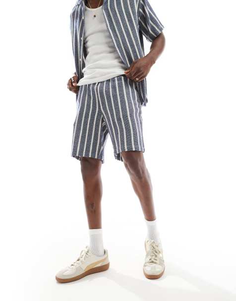Jack & Jones co-ord texture short in navy stripe