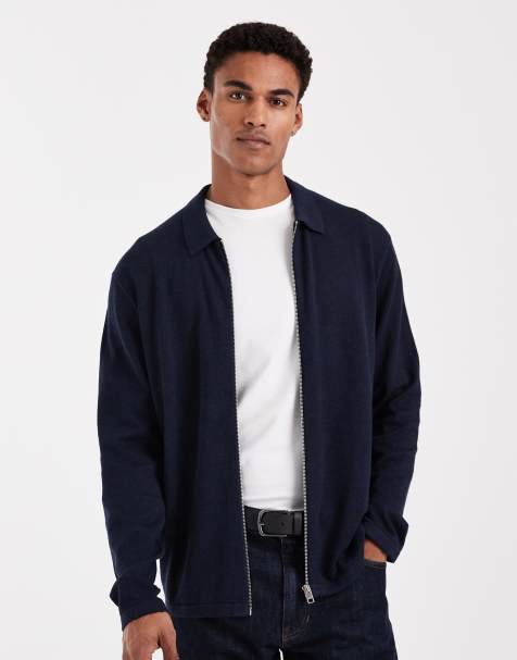 Jack & Jones – Granatowy dzianinowy kardigan zapinany na zamek - view 1