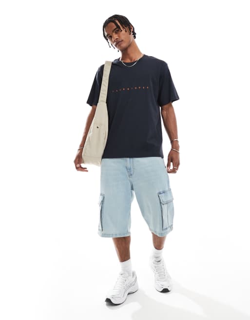 Jack & Jones – Granatowy T-shirt z logo z przodu, 2 z 4