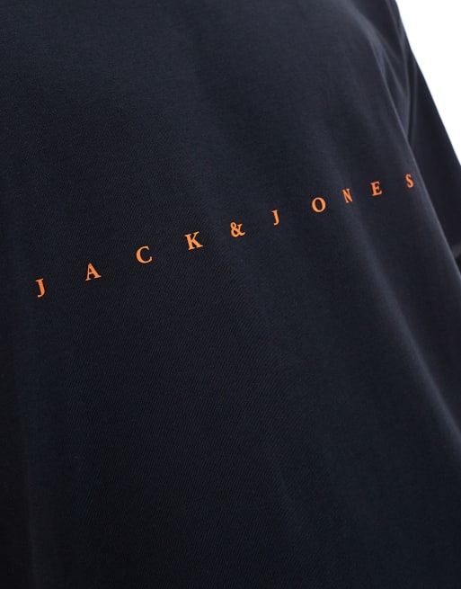 Jack & Jones – Granatowy T-shirt z logo z przodu, 4 z 4