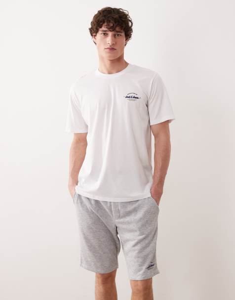 Jack & Jones – Grått set med t-shirt med logga och jersey-shorts - view 1