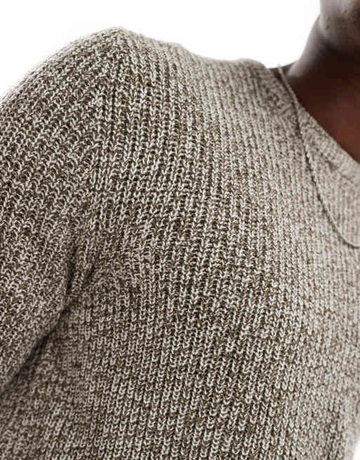 Jack & Jones – Grobstrick-Pullover aus gemischtem Garn in Mokka mit Oversize-Schnitt , 3 von 4
