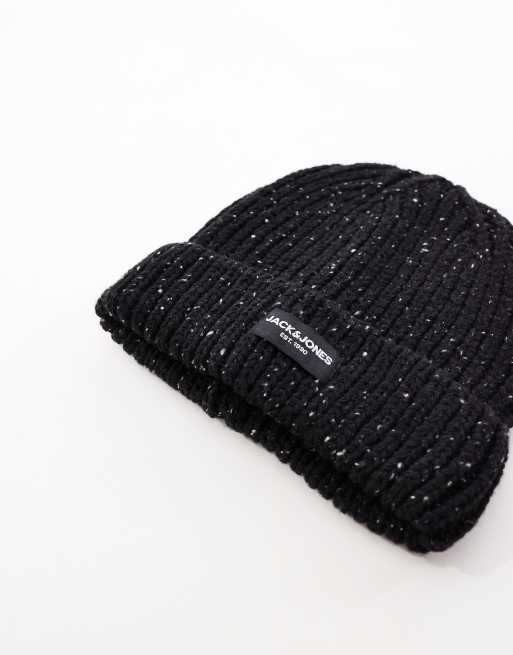 Jack & Jones - Grof gebreide beanie met nopjes in zwart, 2 van 3