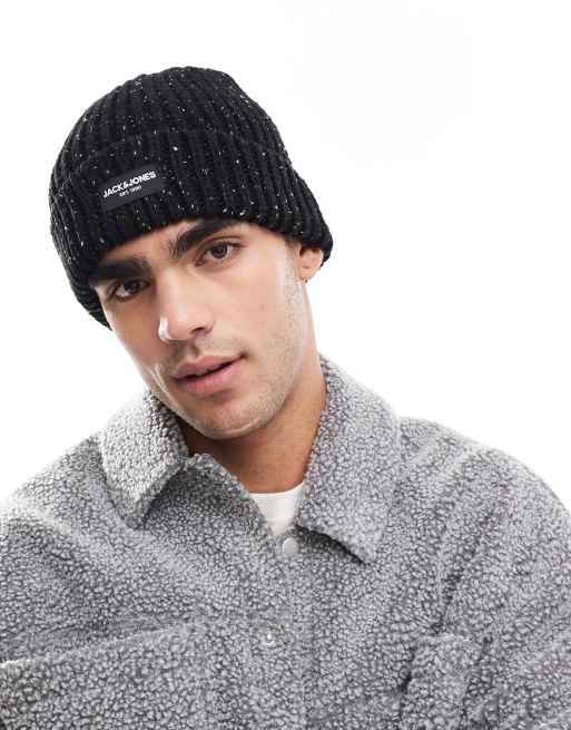 Jack & Jones - Grof gebreide beanie met nopjes in zwart, 3 van 3